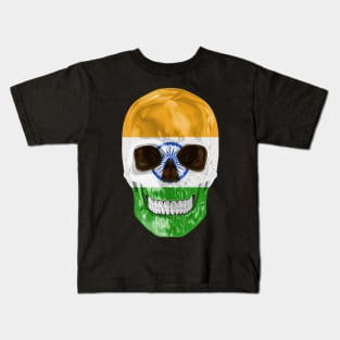 India Flag Skull - Gift for Indian With Roots From India Kids T-Shirt